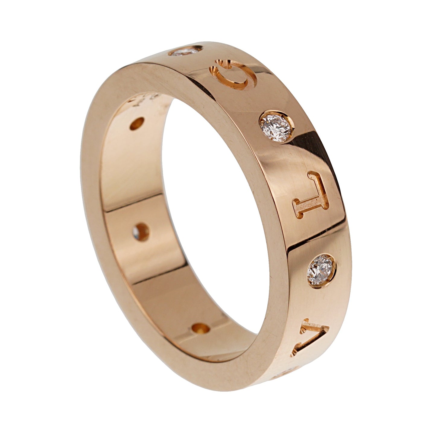 Bvlthtgari Roman Sorbet 18k Rose Gold Diamond Band Ring Sz 6 1/2