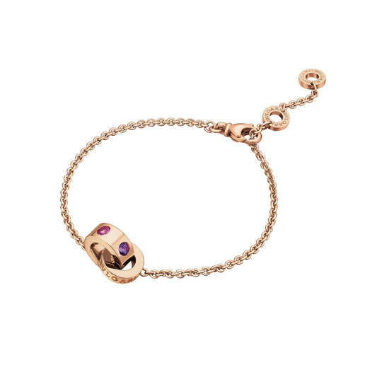 Bvlthtgari Roman Sorbet Amethyst Tourmaline 18k Rose Gold Charm Bracelet