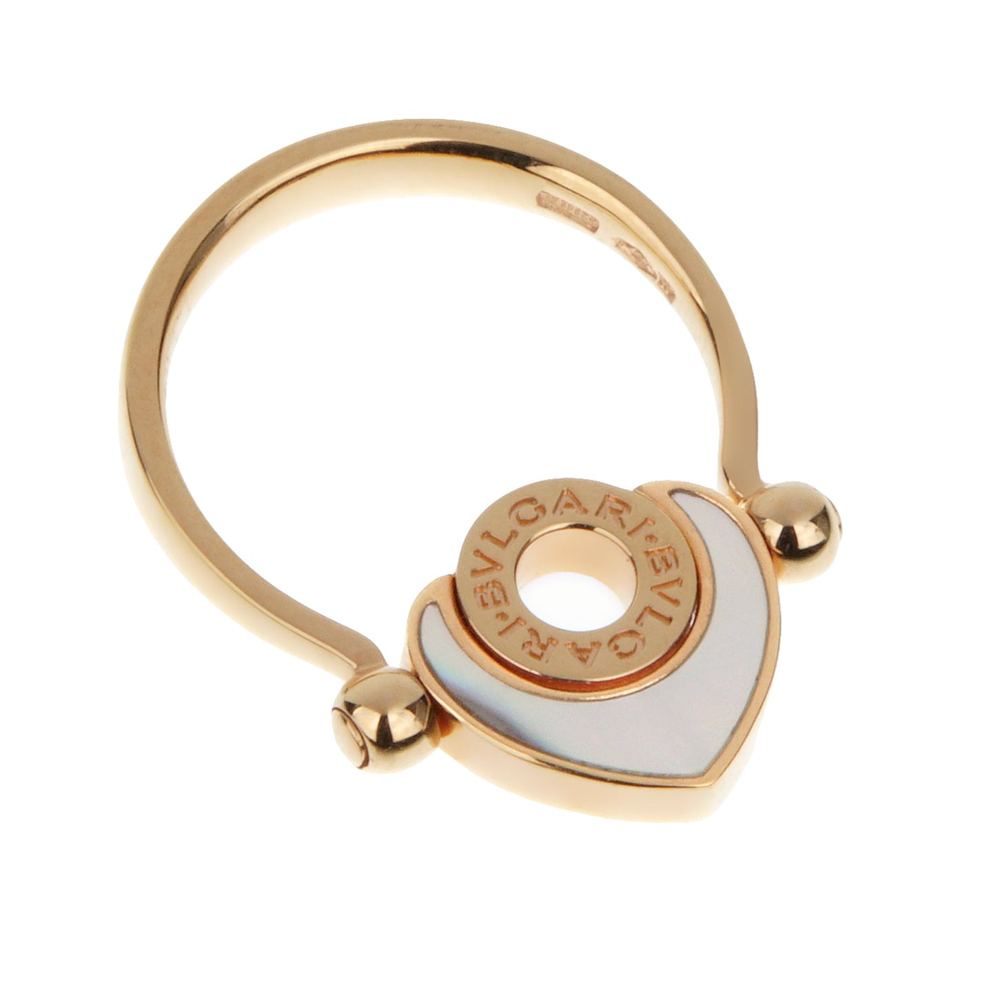 Bvlthtgari 18k Rose Gold & Mother of Pearl Heart Gold Ring Sz 6 1/2