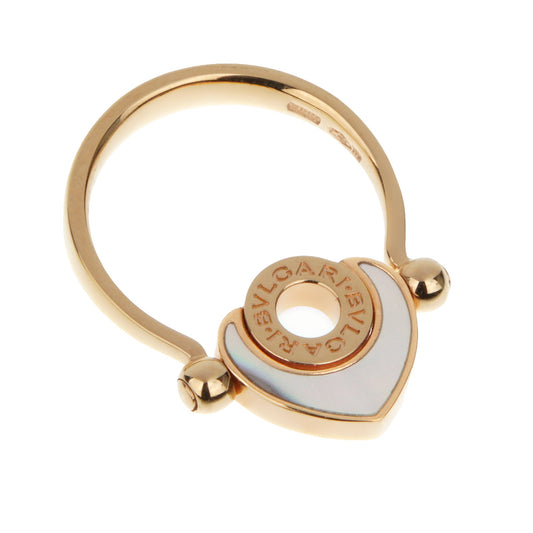 Bvlthtgari 18k Rose Gold & Mother of Pearl Heart Gold Ring Sz 6 1/2