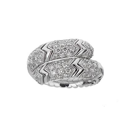Bvlthtgari Spiga Diamond 18k White Gold Band Ring Sz 6