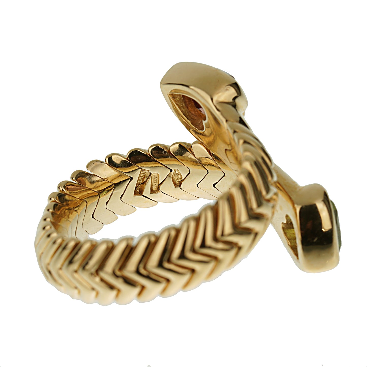 Bvlthtgari Spiga Tourmaline Peridot 18k Yellow Gold Cocktail Ring