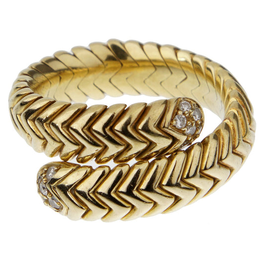 Bvlthtgari Spiga Vintage Diamond Wrap Cocktail Yellow Gold Ring Sz 6
