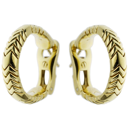 Bvlthtgari Vintage Spiga 18k Yellow Gold Hoop Earrings