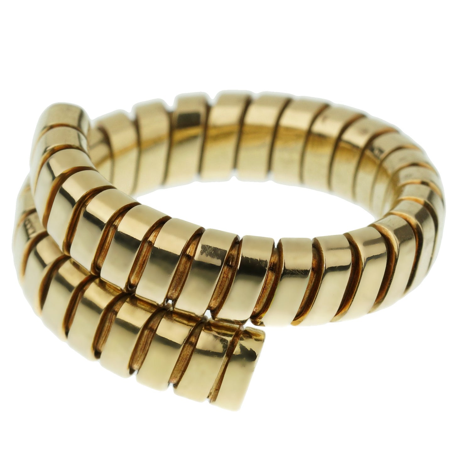 Bvlthtgari Spiga Yellow Gold Wrap Band Ring