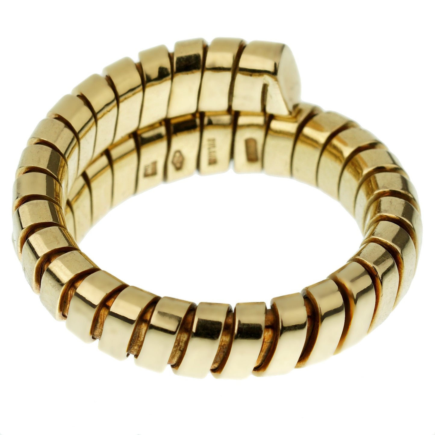 Bvlthtgari Spiga Yellow Gold Wrap Band Ring