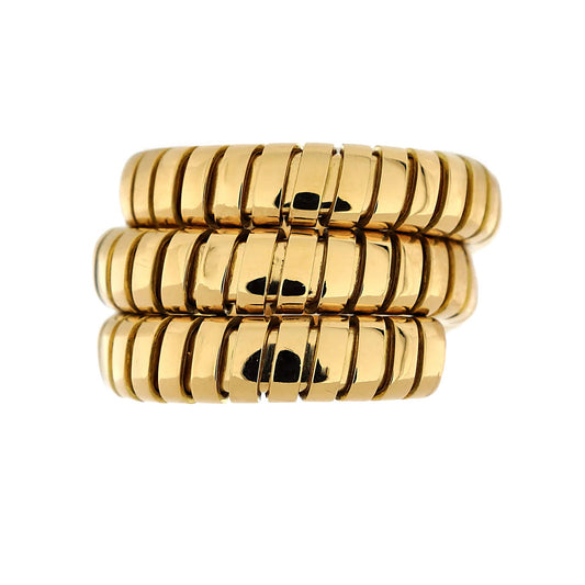 Bvlthtgari Triple Row Tubogas Yellow Gold Vintage Ring