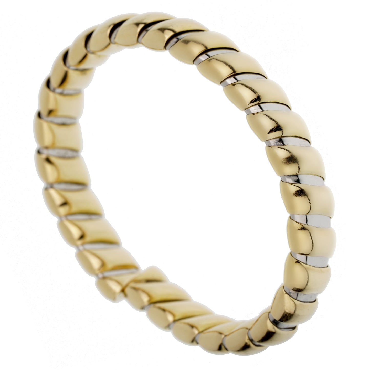 Bvlthtgari Tubogas Stainless 18k Yellow Gold Cuff Bracelet