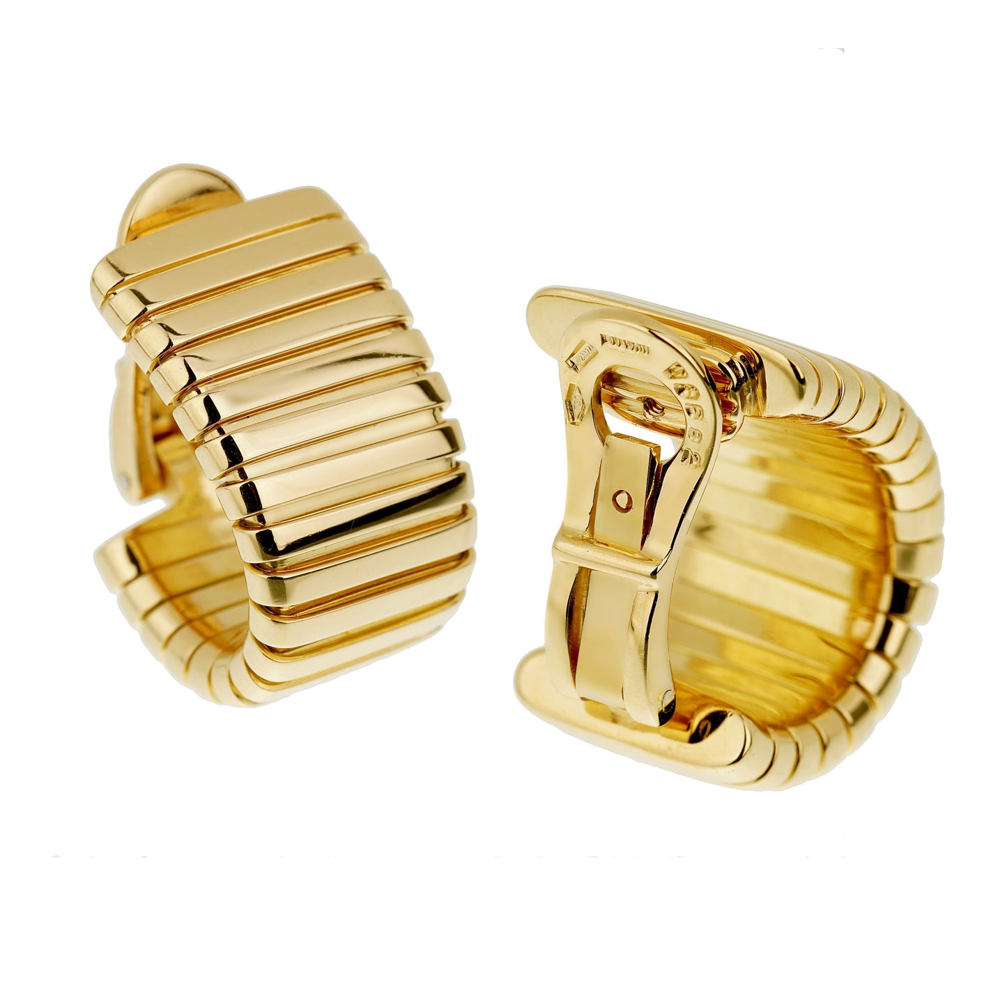 Bvlthtgari Tubogas Vintage Yellow Gold Clip On Earrings