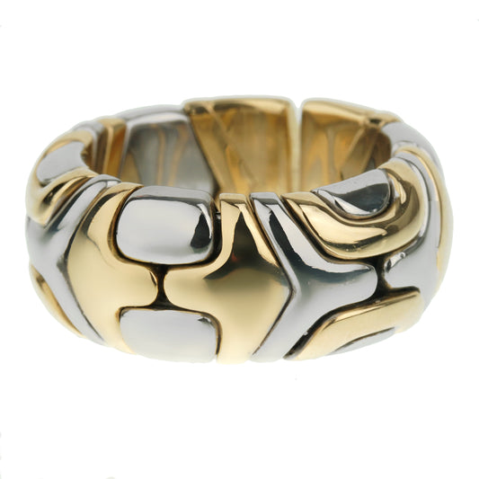 Bvlthtgari Vintage Alveare Yellow Gold & Stainless Band Ring