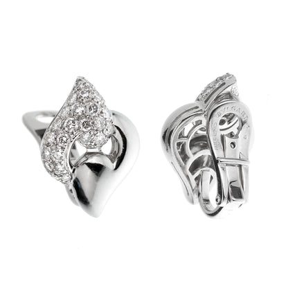 Bvlthtgari Vintage Diamond 18k White Gold Clip On Earrings