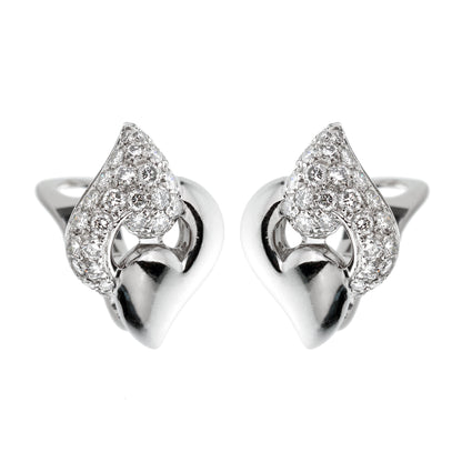 Bvlthtgari Vintage Diamond 18k White Gold Clip On Earrings