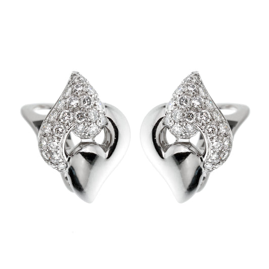 Bvlthtgari Vintage Diamond 18k White Gold Clip On Earrings