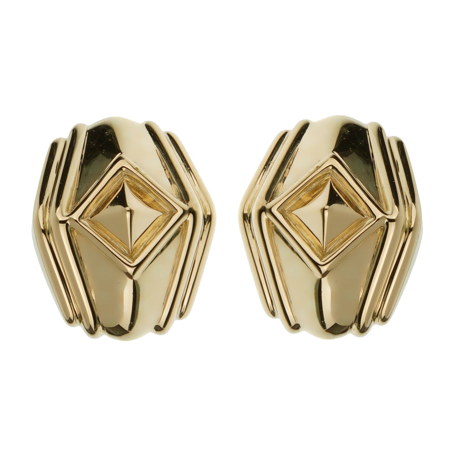Bvlthtgari Vintage Pyramid 18k Yellow Gold Earrings