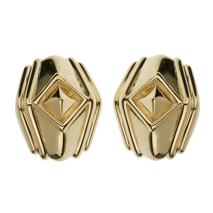Bvlthtgari Vintage Pyramid 18k Yellow Gold Earrings