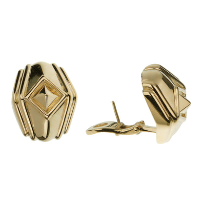 Bvlthtgari Vintage Pyramid 18k Yellow Gold Earrings