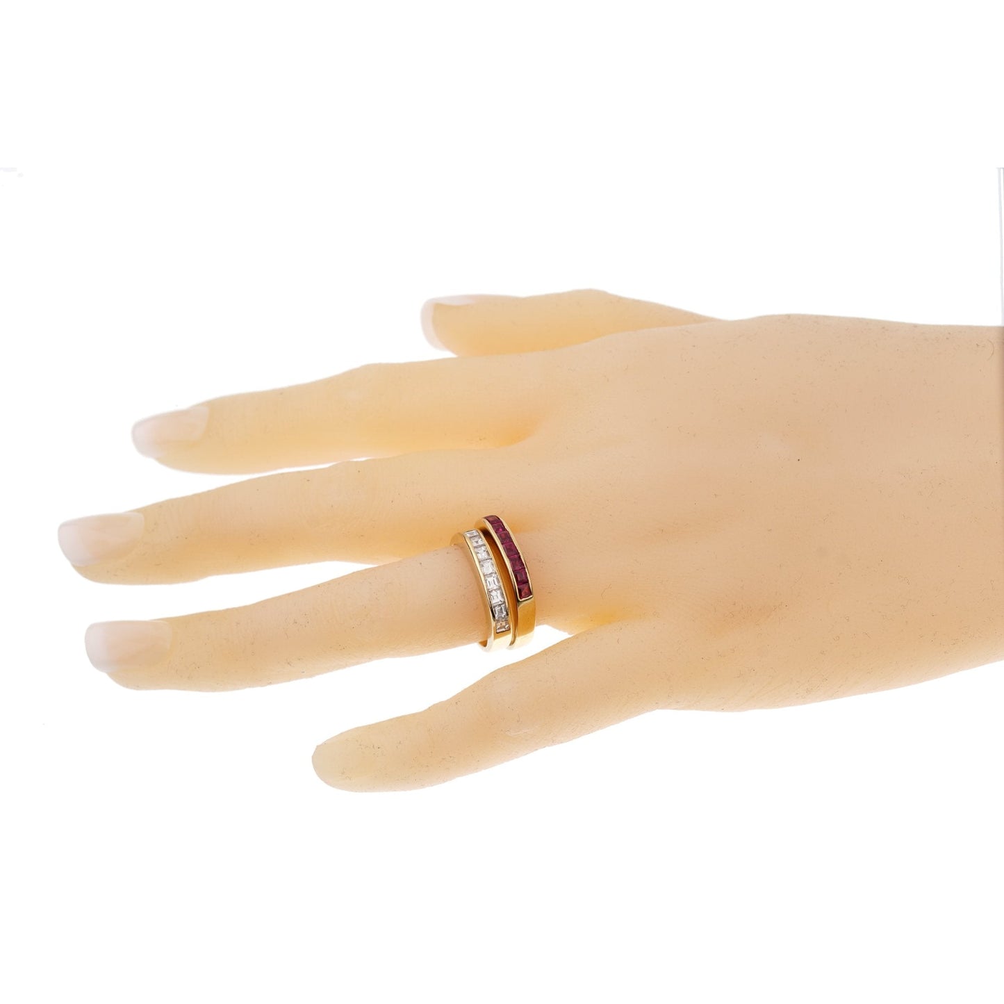 Bvlthtgari Vintage Ruby Diamond Yellow Gold Band Rings
