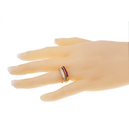 Bvlthtgari Vintage Ruby Diamond Yellow Gold Band Rings
