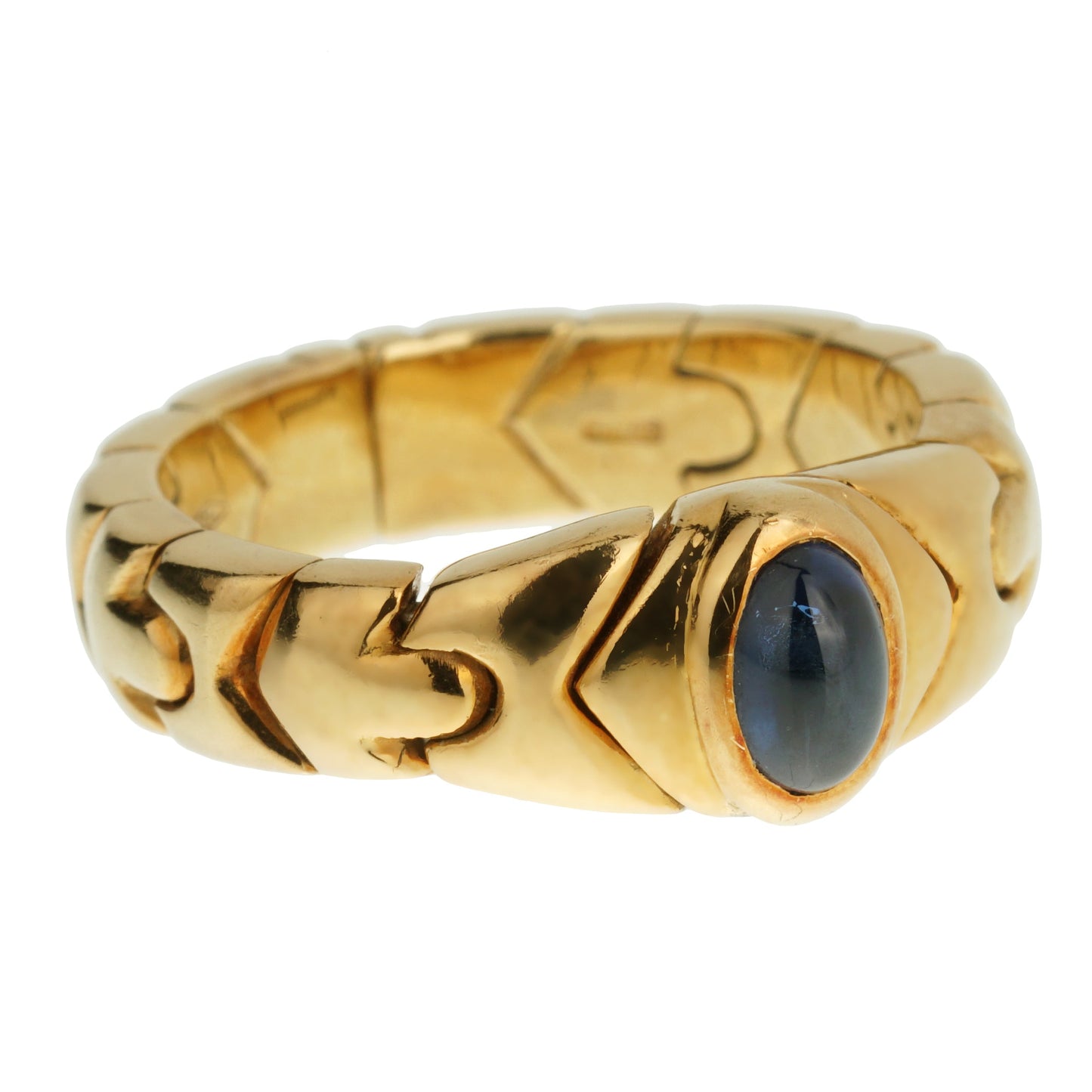 Bvlthtgari Vintage Sapphire Alveare 18k Yellow Gold Ring