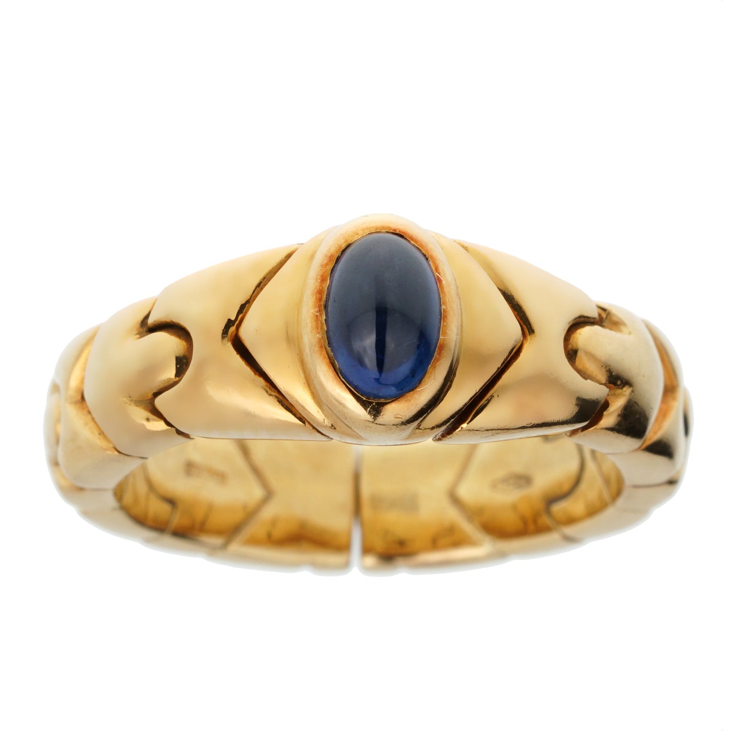 Bvlthtgari Vintage Sapphire Alveare 18k Yellow Gold Ring