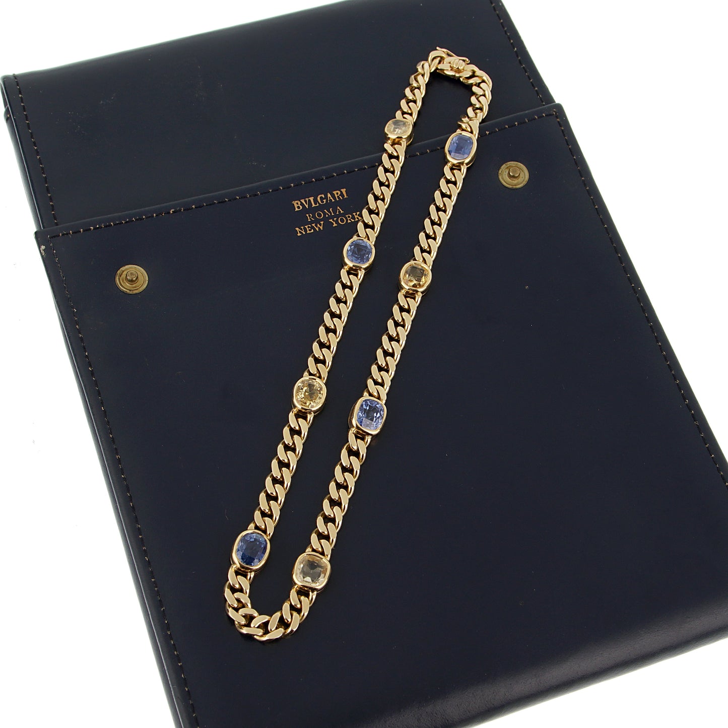 Bvlthtgari Vintage Sapphire 18k Yellow Gold Choker Necklace