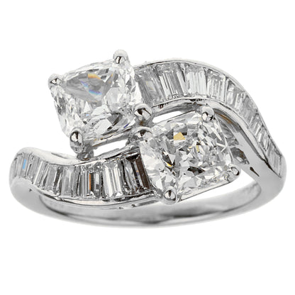 Bvlthtgari Vintage Toi Et Moi Platinum Diamond Cocktail Ring