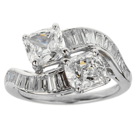 Bvlthtgari Vintage Toi Et Moi Platinum Diamond Cocktail Ring