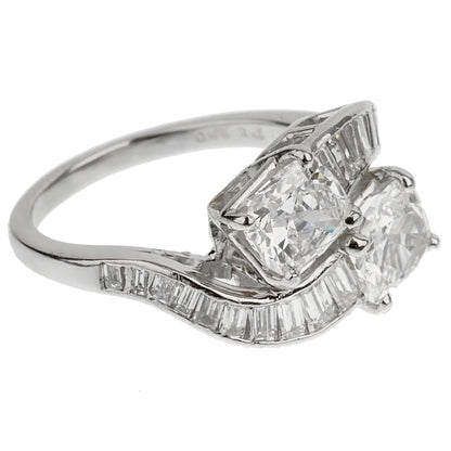 Bvlthtgari Vintage Toi Et Moi Platinum Diamond Cocktail Ring