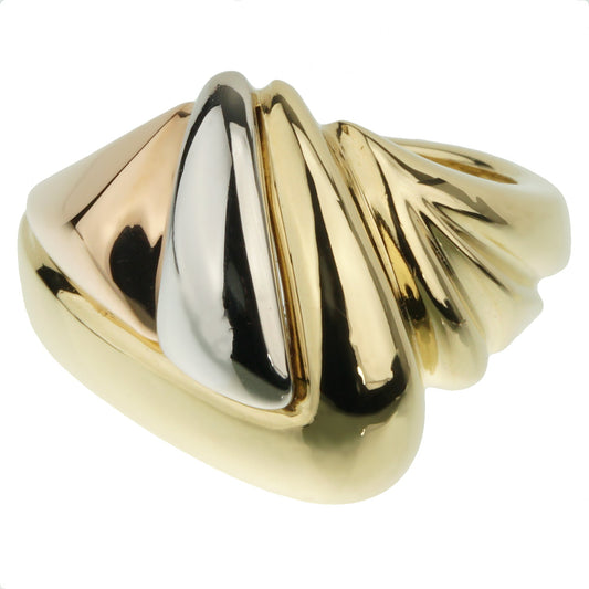 Bvlthtgari Vintage Tricolor Gold Cocktail Ring Size 5