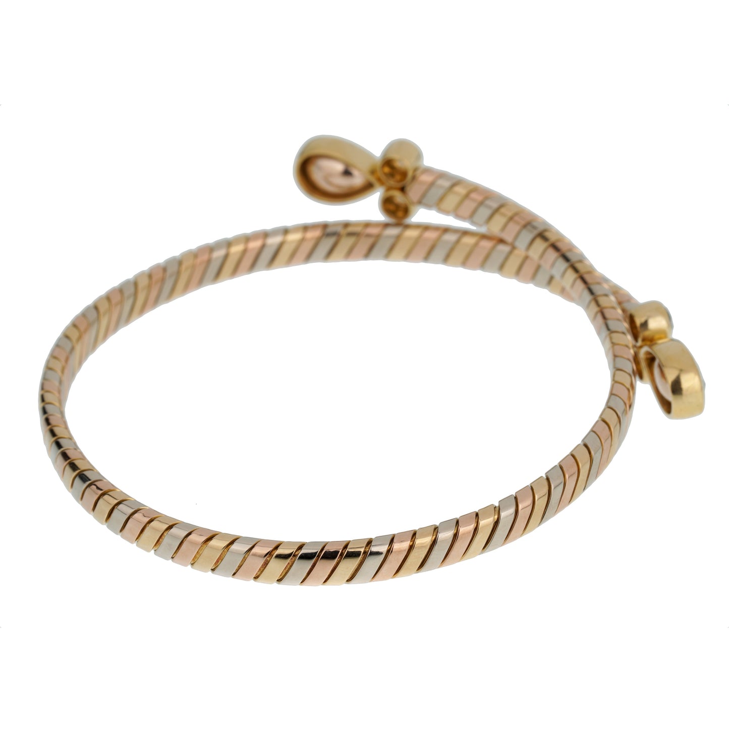 Bvlthtgari Vintage Tubogas Diamond Choker Tri Color Gold Necklace