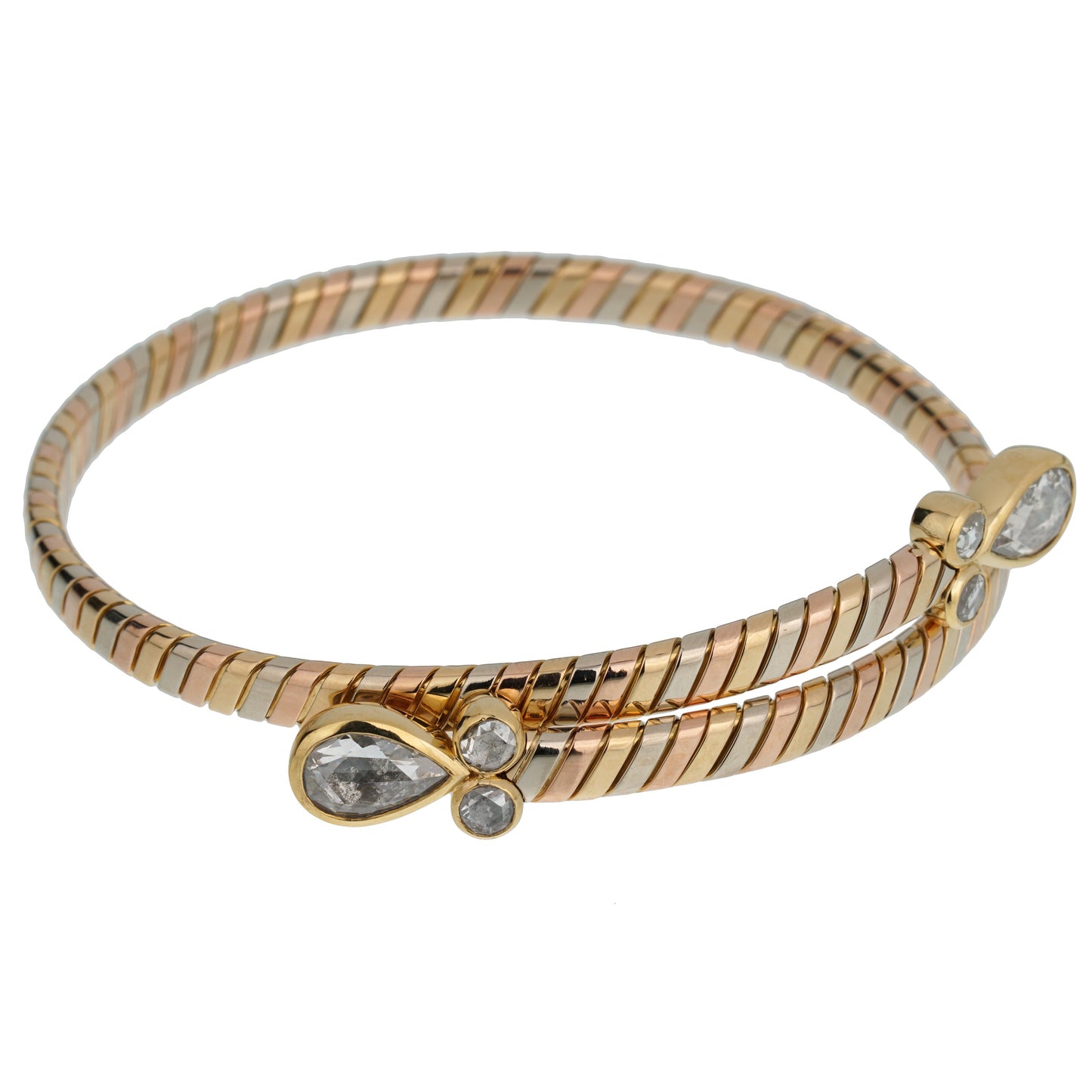 Bvlthtgari Vintage Tubogas Diamond Choker Tri Color Gold Necklace