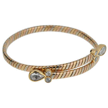 Bvlthtgari Vintage Tubogas Diamond Choker Tri Color Gold Necklace