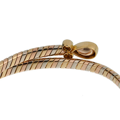 Bvlthtgari Vintage Tubogas Diamond Choker Tri Color Gold Necklace