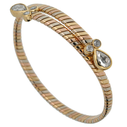 Bvlthtgari Vintage Tubogas Diamond Choker Tri Color Gold Necklace