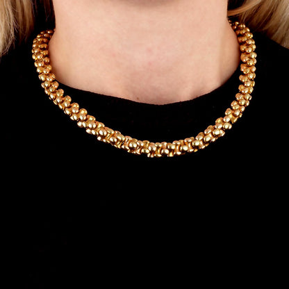 Bvlthtgari Vintage Yellow & Rose Gold Necklace Earrings Suite