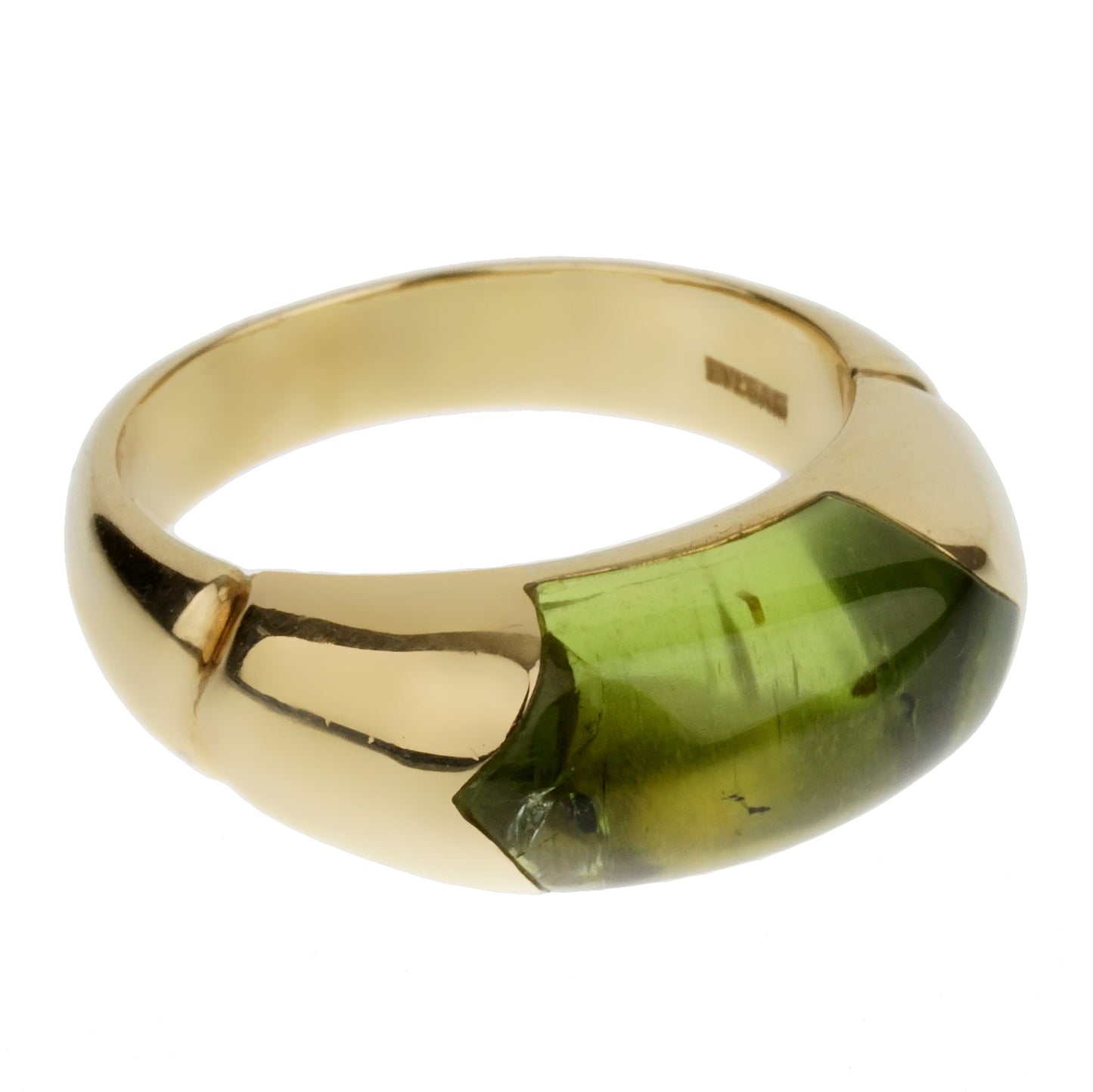 Bvlthtgari Peridot Yellow Gold Cocktail Ring Sz 6