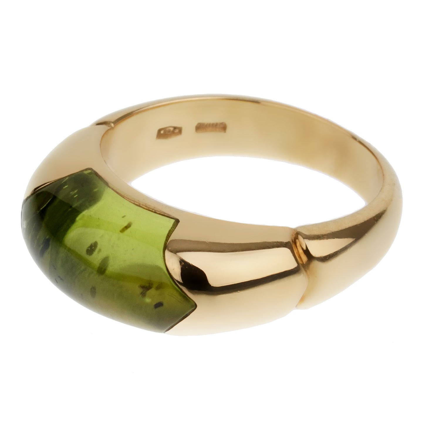 Bvlthtgari Peridot Yellow Gold Cocktail Ring Sz 6