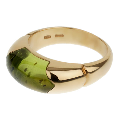 Bvlthtgari Peridot Yellow Gold Cocktail Ring Sz 6