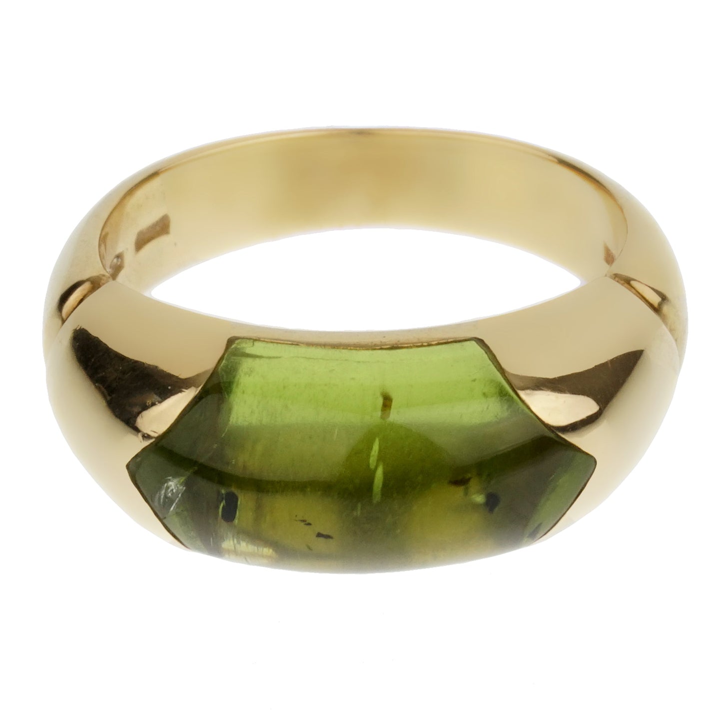 Bvlthtgari Peridot Yellow Gold Cocktail Ring Sz 6