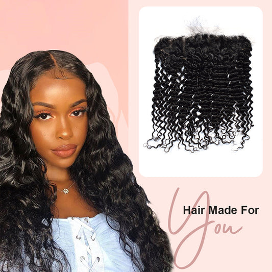 Cvohair Deep Wave #1B HD Lace Closure  Human Hair