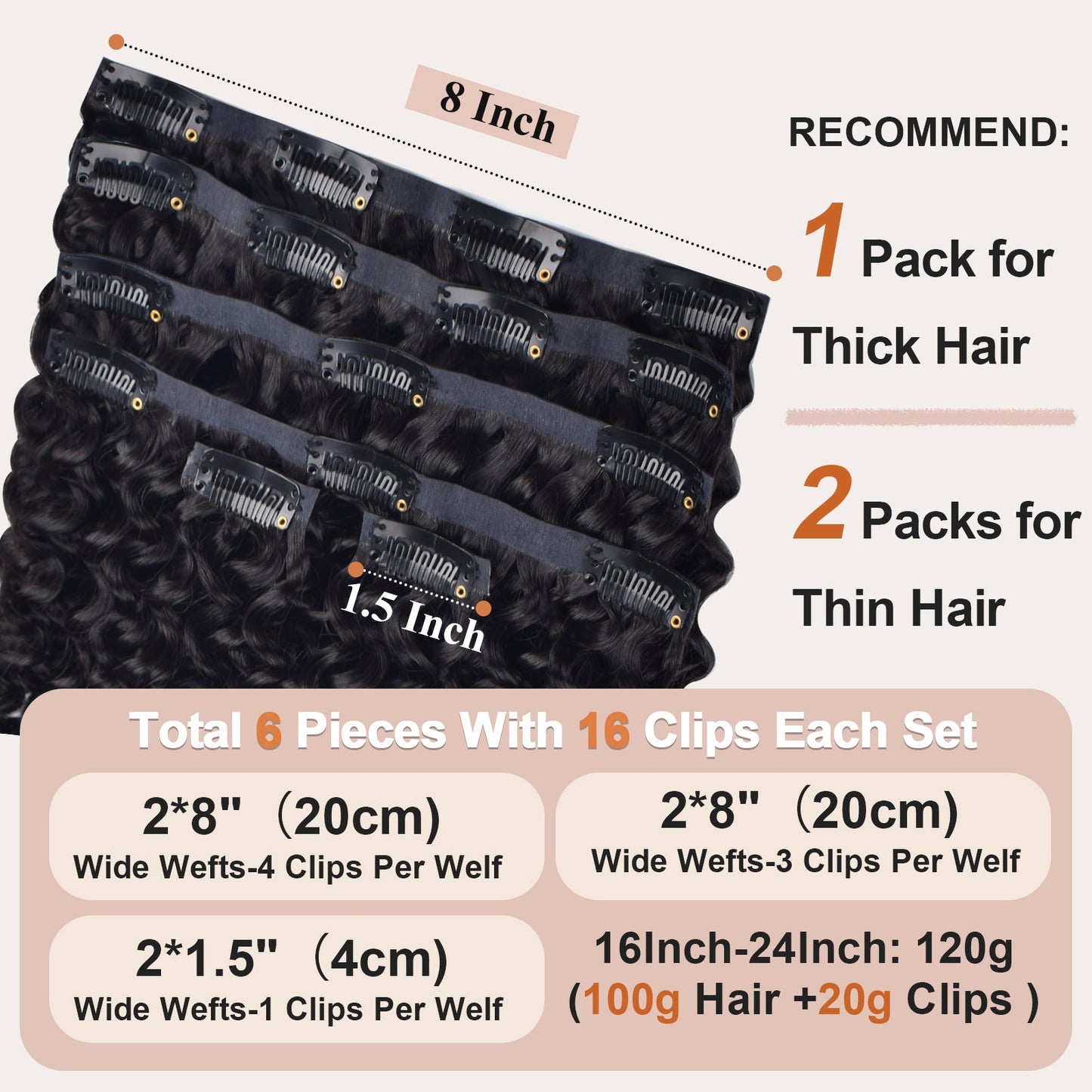 #1B 6Pcs Deep Curly Flash Sale Free Shipping PU Seamless Clip ins Hair Extensions Real Human Hair 120G CVOHAIR