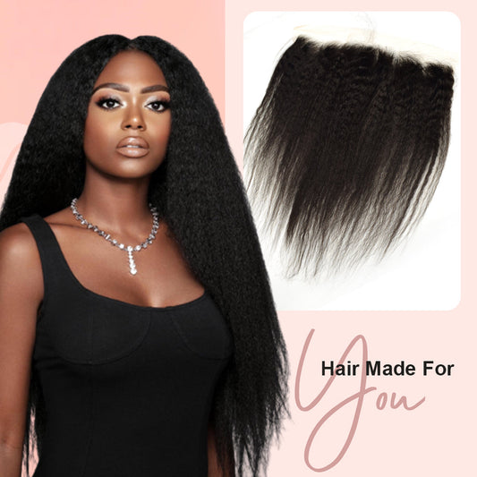 Kinky Straight #1B HD Lace Closure  Human Hair Cvohair