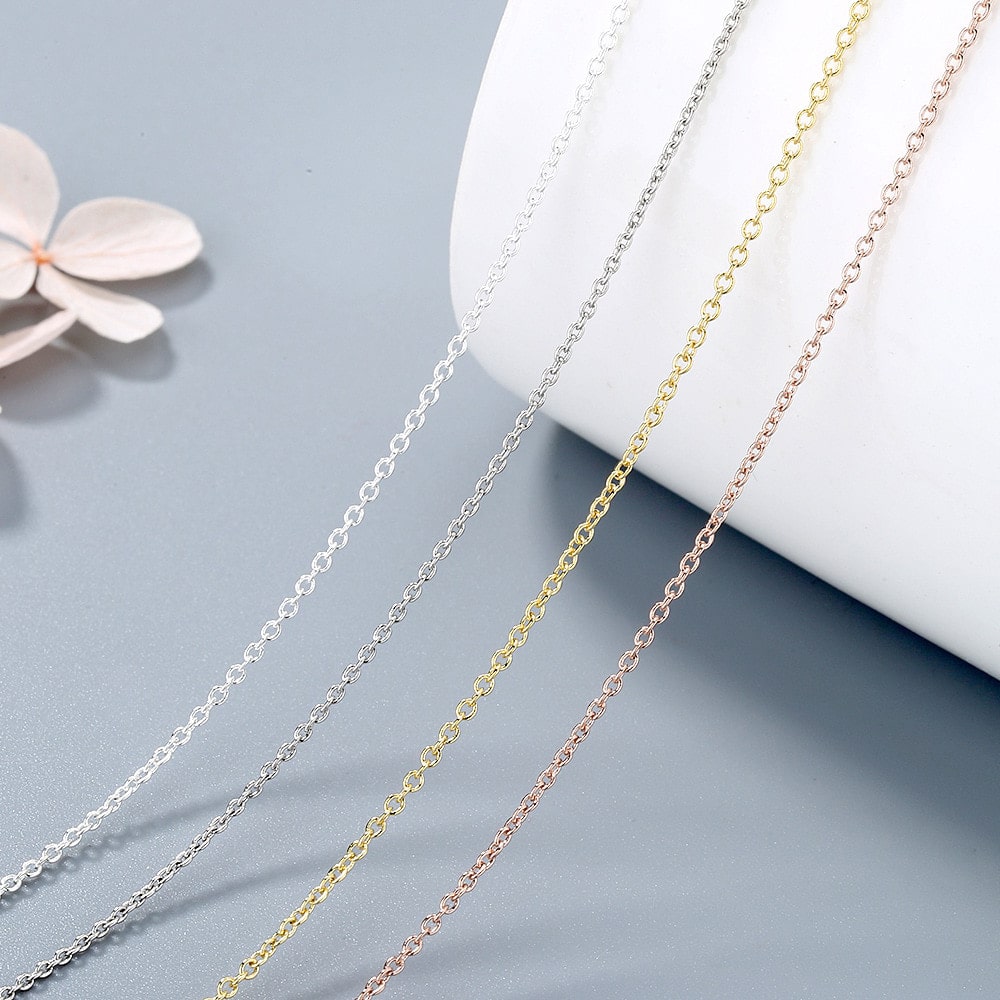 Simple Thin 2 MM Cable Link Chain Choker Necklace