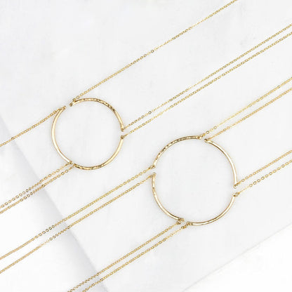 Dainty Necklace Chain with Curve Charm 18k Gold Plated