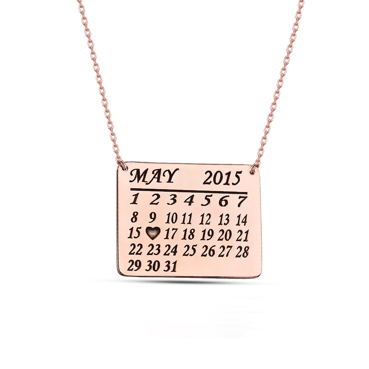 Calendar Necklace with Date Personalized Gift