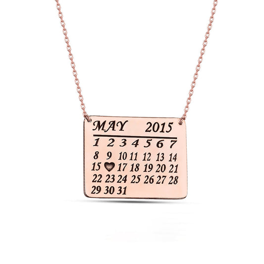 Calendar Necklace with Date Personalized Gift