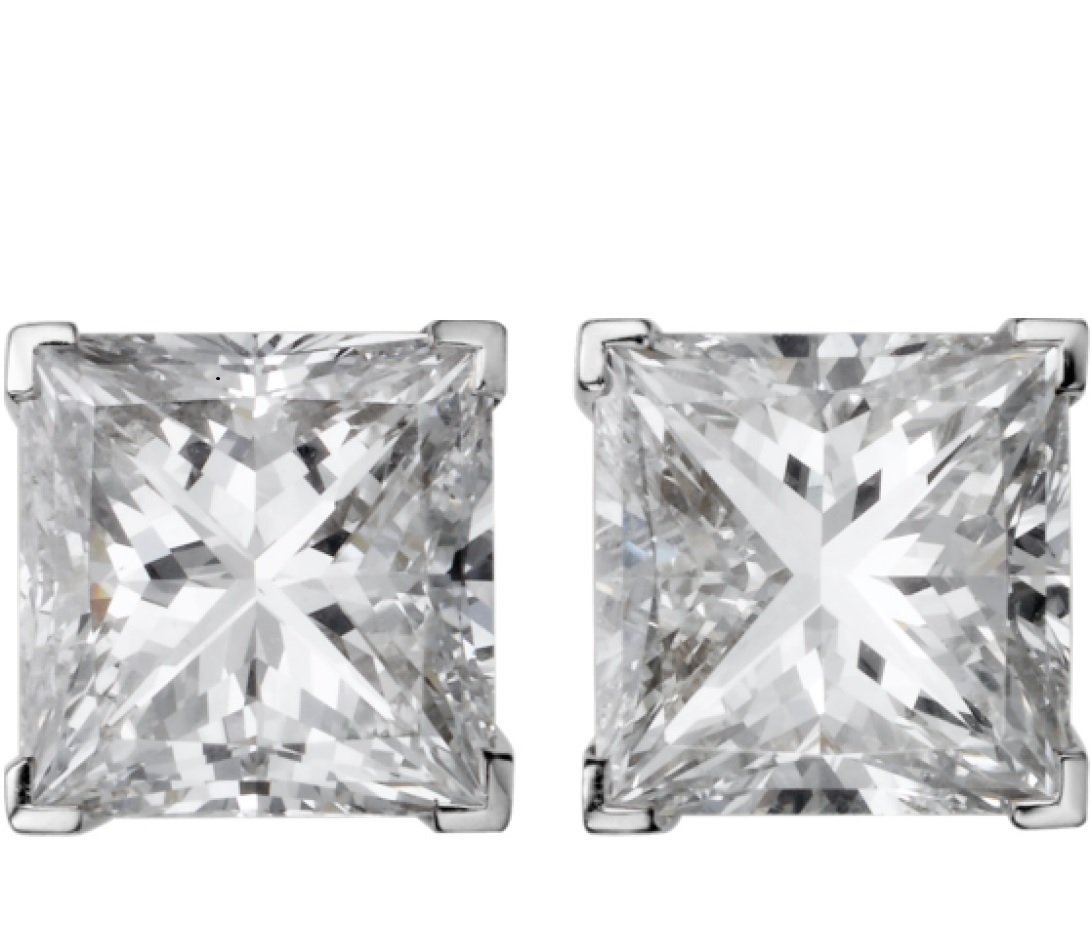 Carthttier 1895 Diamond Princess Cut Stud Earrings