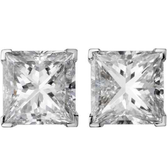 Carthttier 1895 Diamond Princess Cut Stud Earrings