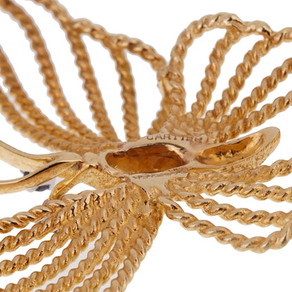 Carthttier 1960s Butterfly Sapphire 18 Karat Yellow Gold Brooch