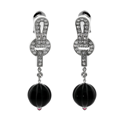 Carthttier Agrafe Diamond Onyx Earrings